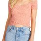 Women's Steve Madden Smocked Off-The-Shoulder Crop Top - Pink