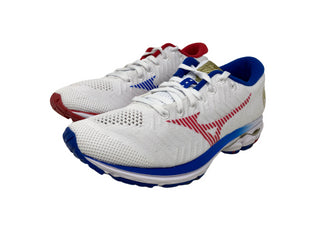 Mizuno Women's Wave Rider 22 Knit Running Shoe White/Red Size 6 B(M) Us