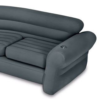 Intex Corner Sofa L-Shaped Inflatable Lounge Couch w/ Cupholders, Gray (2 Pack)