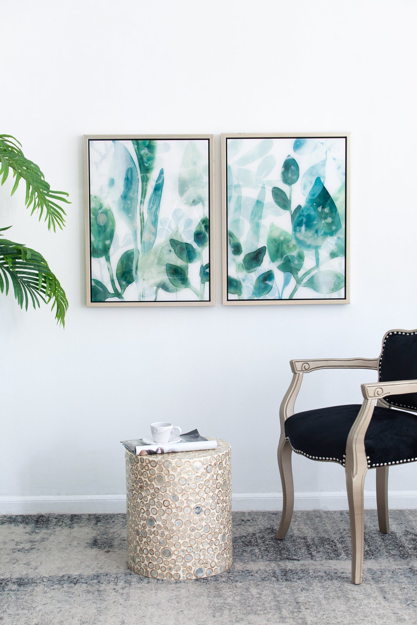 Sylvan Serenity™ — Set of 2 Blue & Green Leaf Acrylic Prints