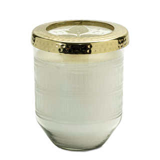 White Currant Scented Soy Candle with Pressed Floral Lid 5"D