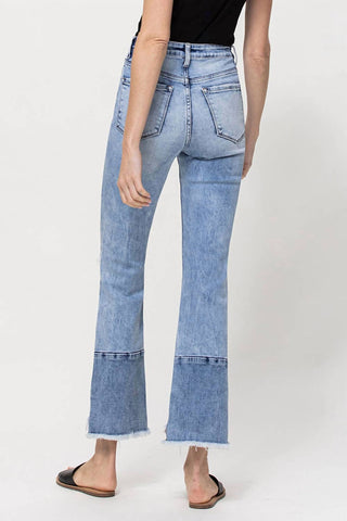 Flying Monkey - High Rise Distressed Patched Crop Flare Jeans