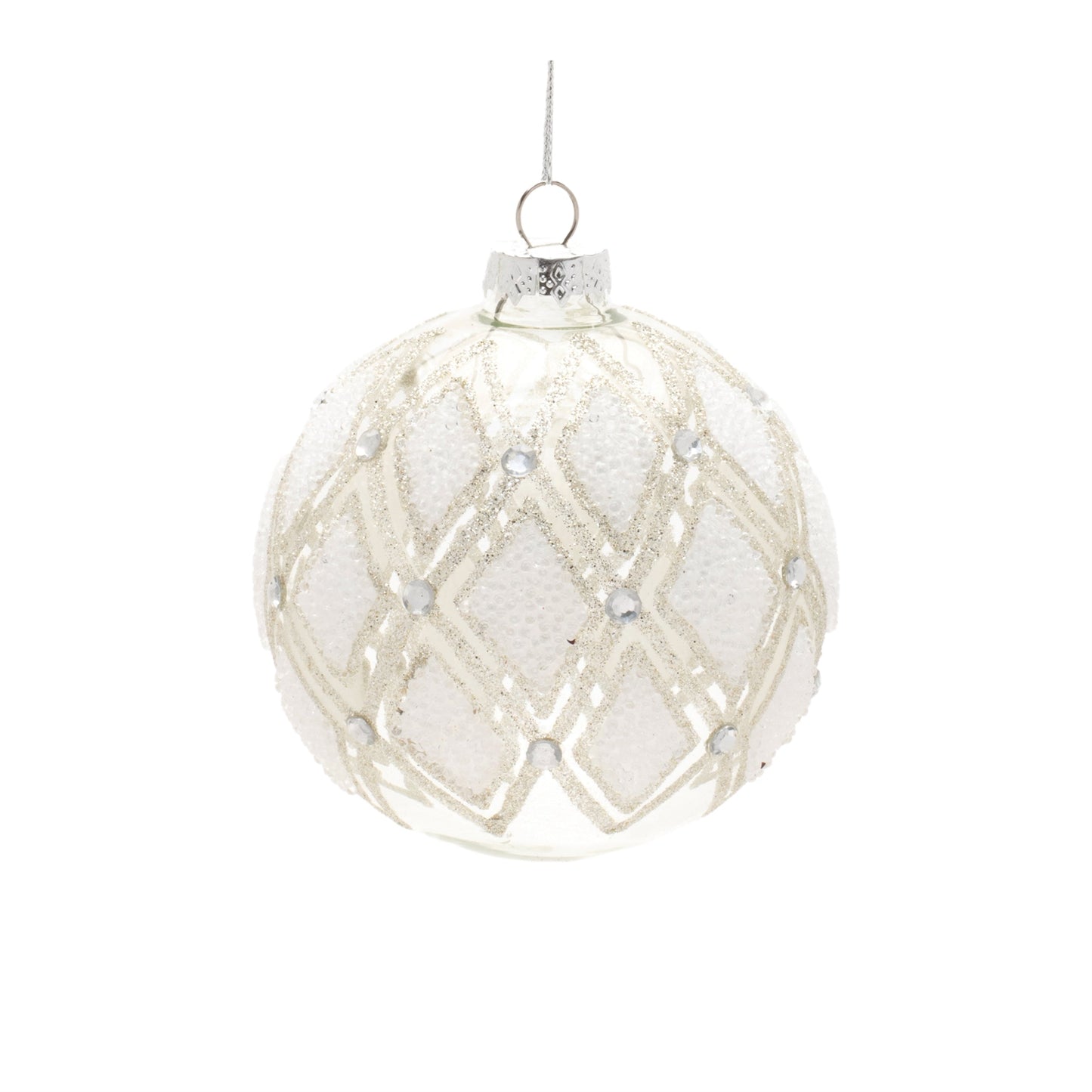 Jeweled Diamond Glass Ornament (Set of 6)