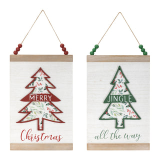 Wood Beaded Merry Christmas Banner (Set of 2)