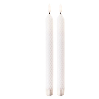 FIA Wick White Textured Taper Candle (Set of 2)