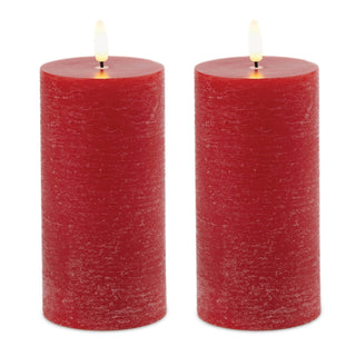 FIA Wick Red Pillar Candle (Set of 2)