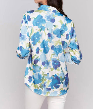 Charlie B - Printed Roll Up Sleeve Blouse