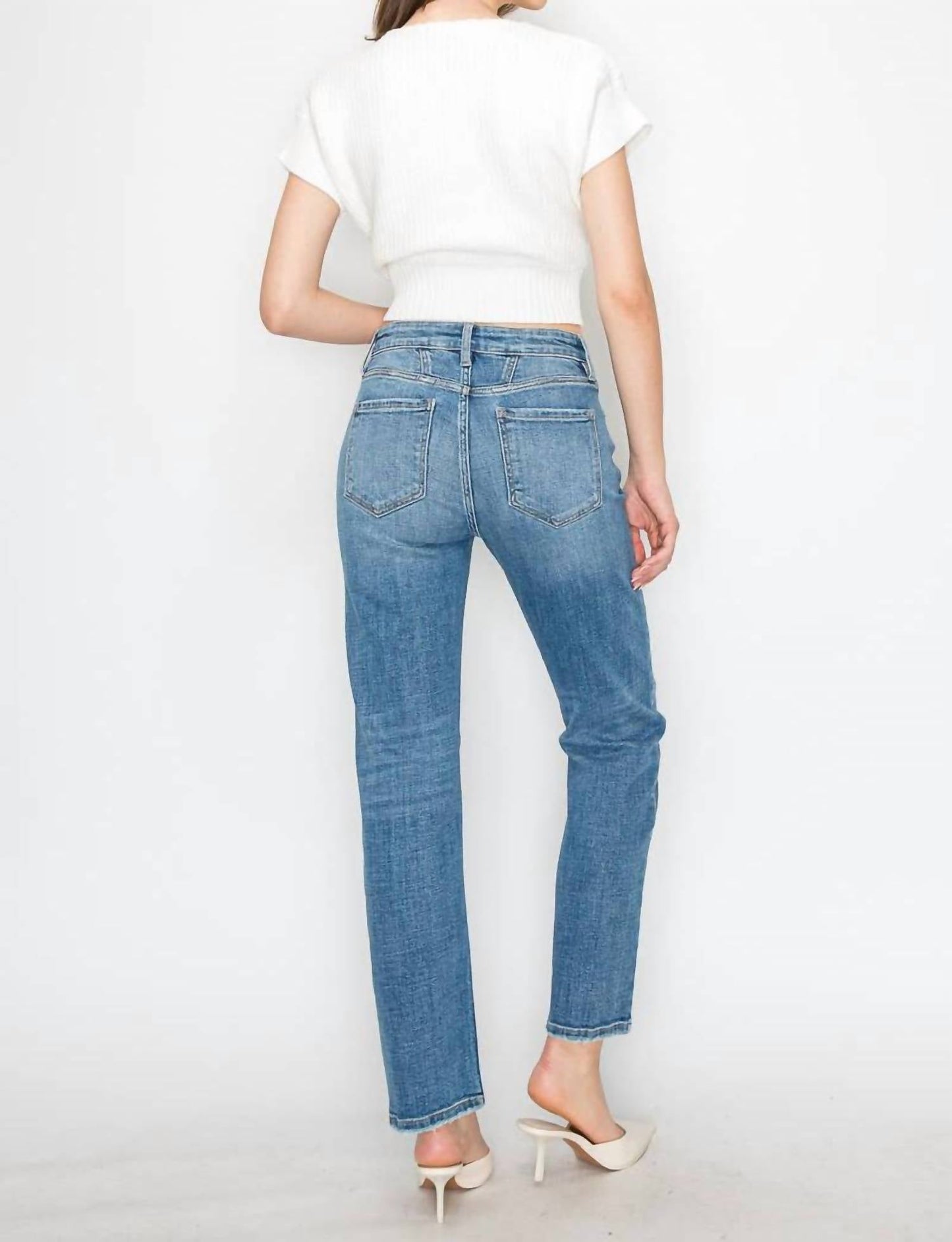 Artemis Vintage - Western Detailed High Rise Straight Jeans