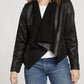 Chaser - FAUX SUEDE SHEARLING REVERSIBLE WATERFALL NECK JACKET