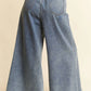 Trendsi - Davi & Dani Patch Pocket Wide Leg Culotte Jeans