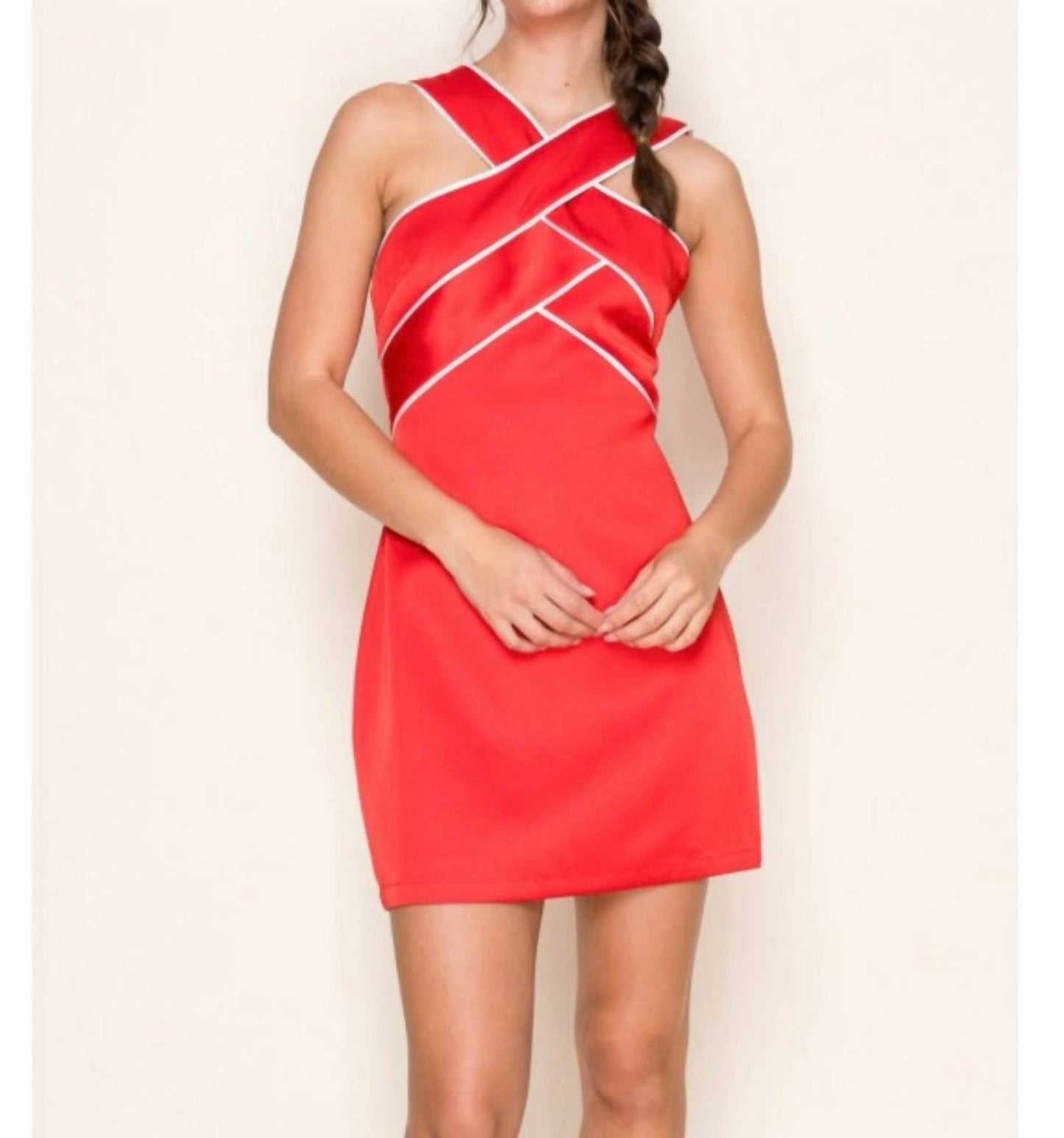 B.Right - Contrast Halter Neck Dress