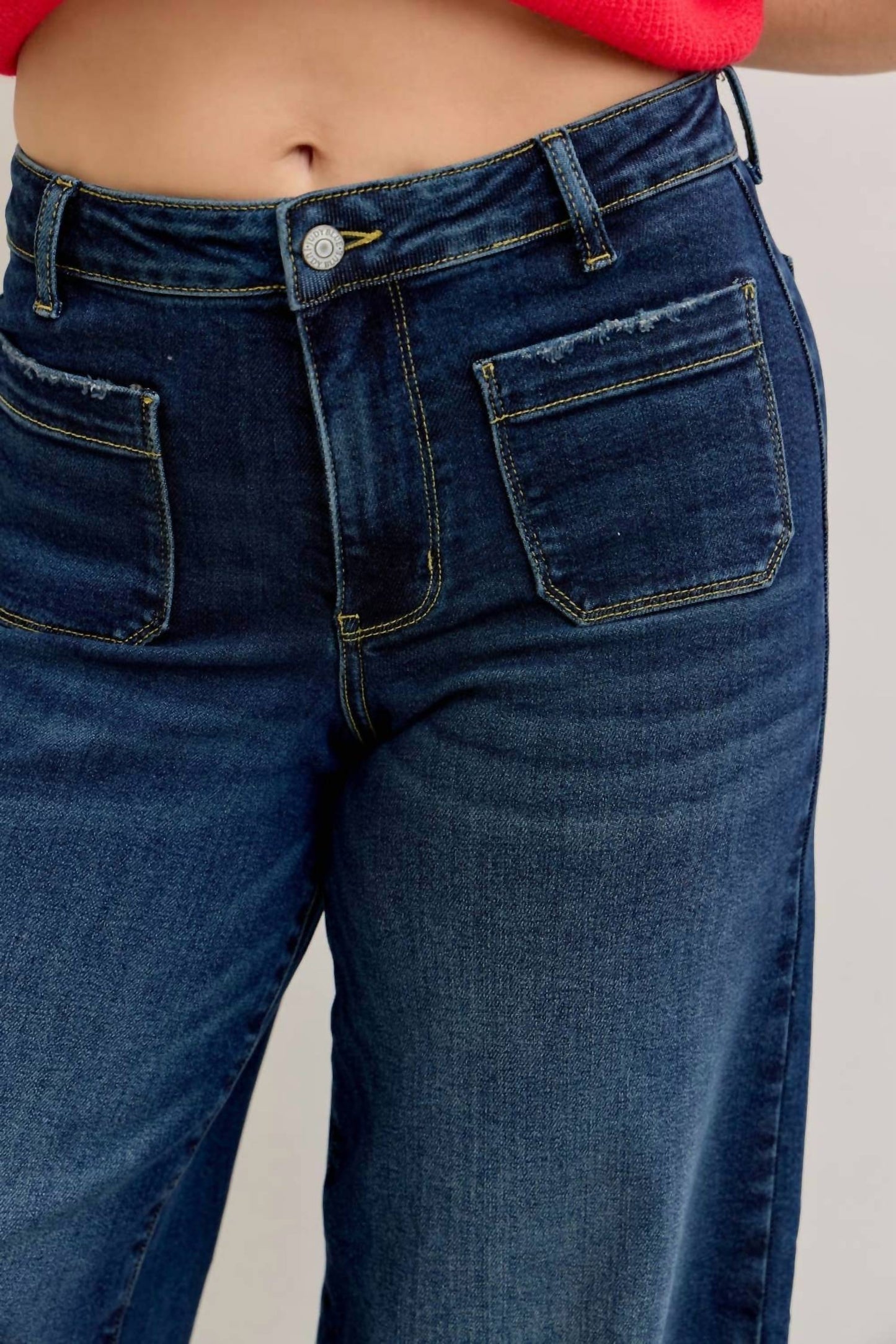 Judy Blue - High Waist Palazzo Front Patch Pockets Jeans