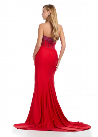 Ashleylauren - Stones Encrusted Strapless Gown