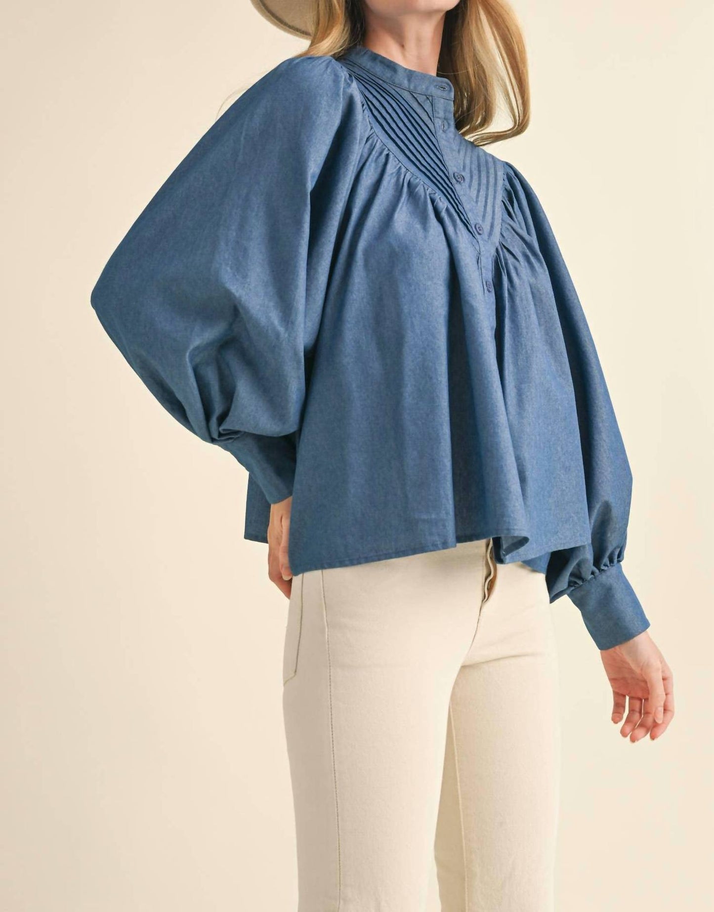 &Merci - Button Down Batwing Sleeve Top