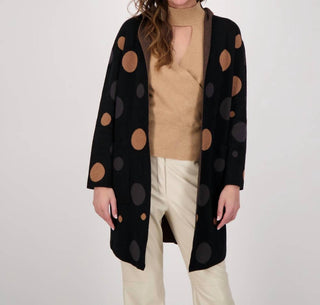 Gabby Isabella - Polka Hooded Open Front Cardigan