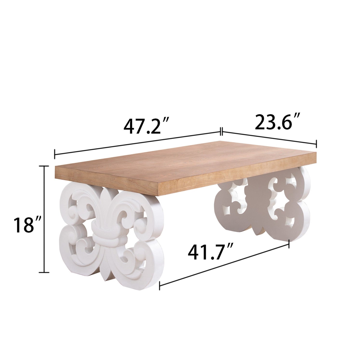 Ornate Wood Coffee Table – 47" Rectangular Farmhouse Style Table