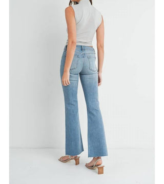 Just Black Denim - High Rise Flare Long With Distressed Hem Jeans