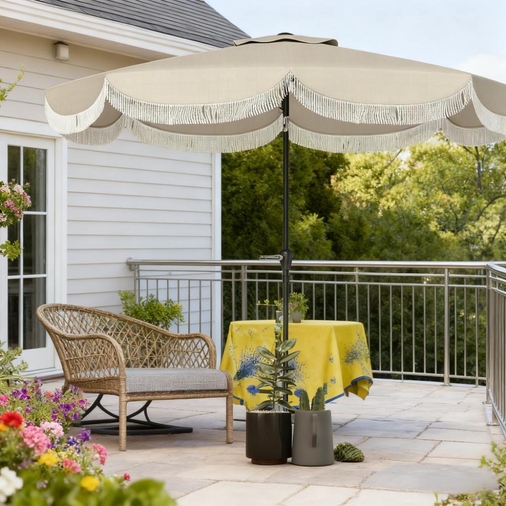 Vented Patio Table Umbrella with Crank and Push Button Tilt