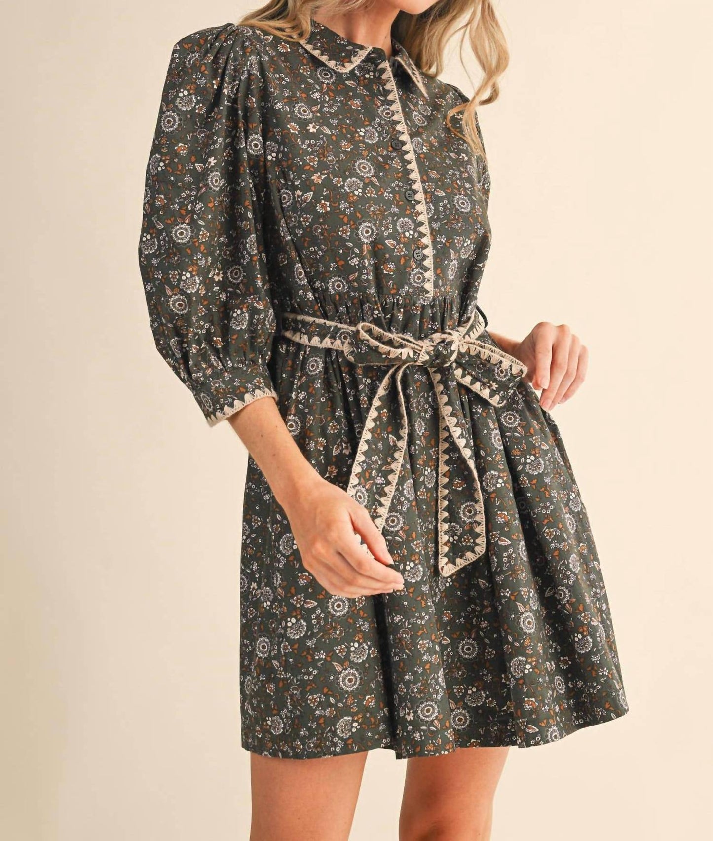 &Merci - Puff Sleeve Floral Mini Dress
