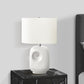 Contemporary 26"H White Ceramic Table Lamp with Ivory Shade