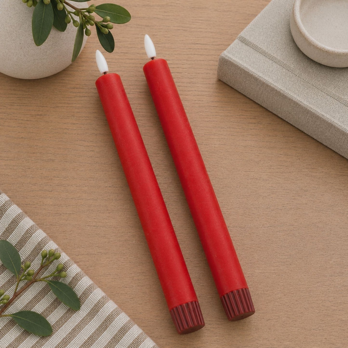 FIA Wick Red Taper Candle (Set of 2)