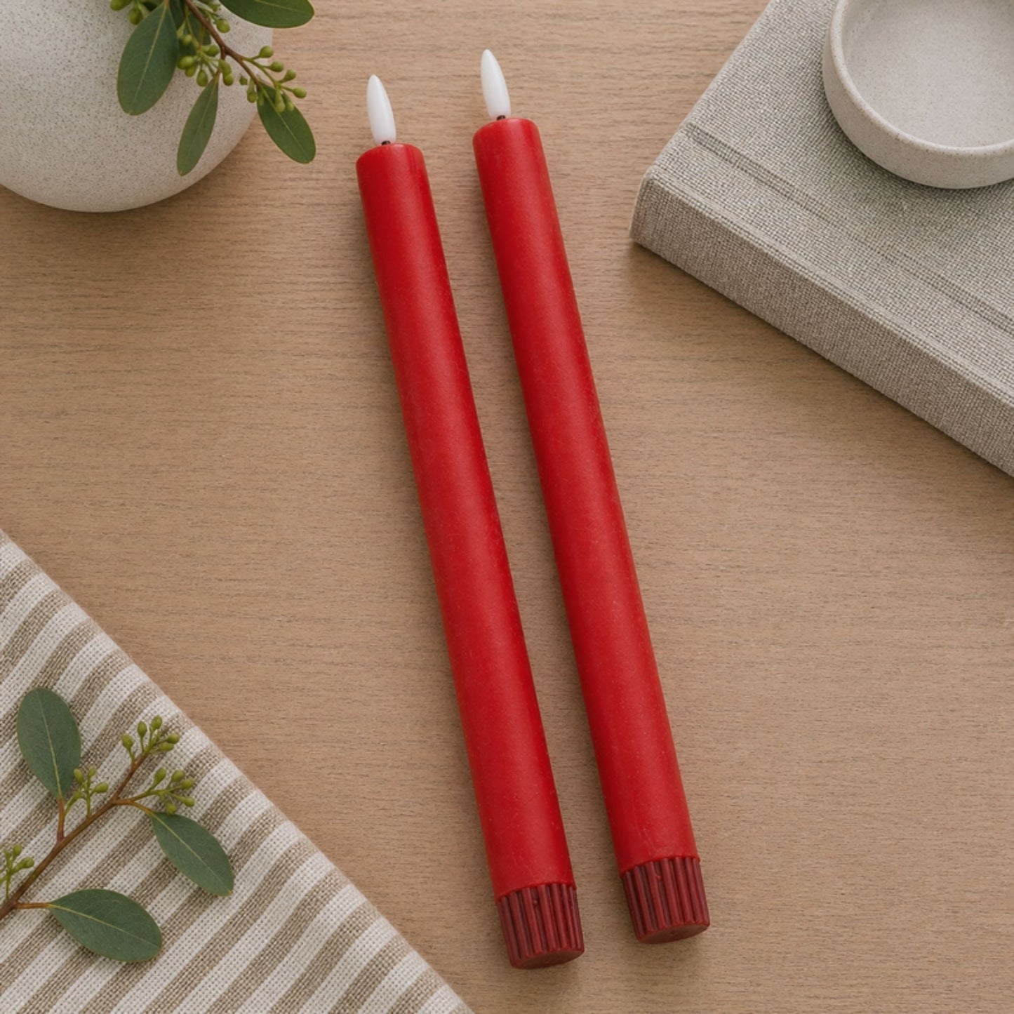 FIA Wick Red Taper Candle (Set - 2)