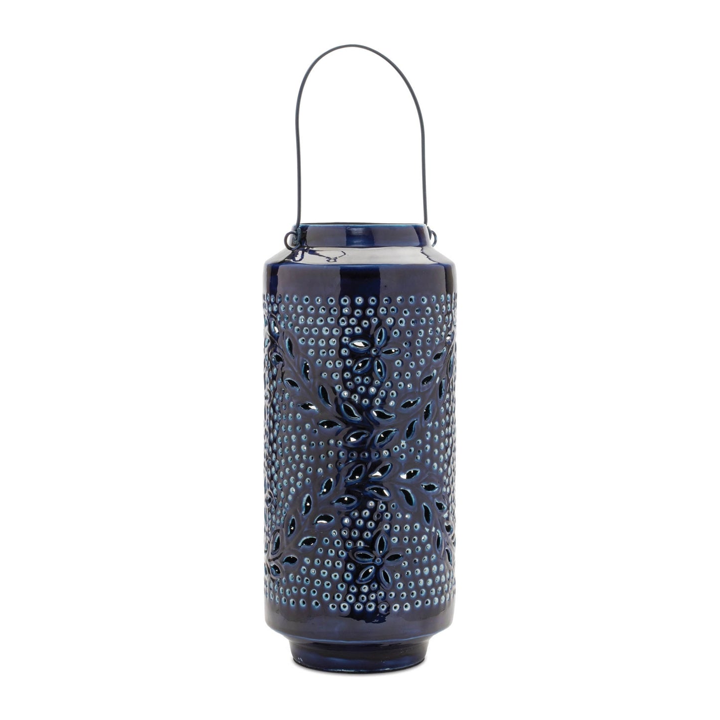 Snowflake Punched Metal Candle Lantern 15.5"H