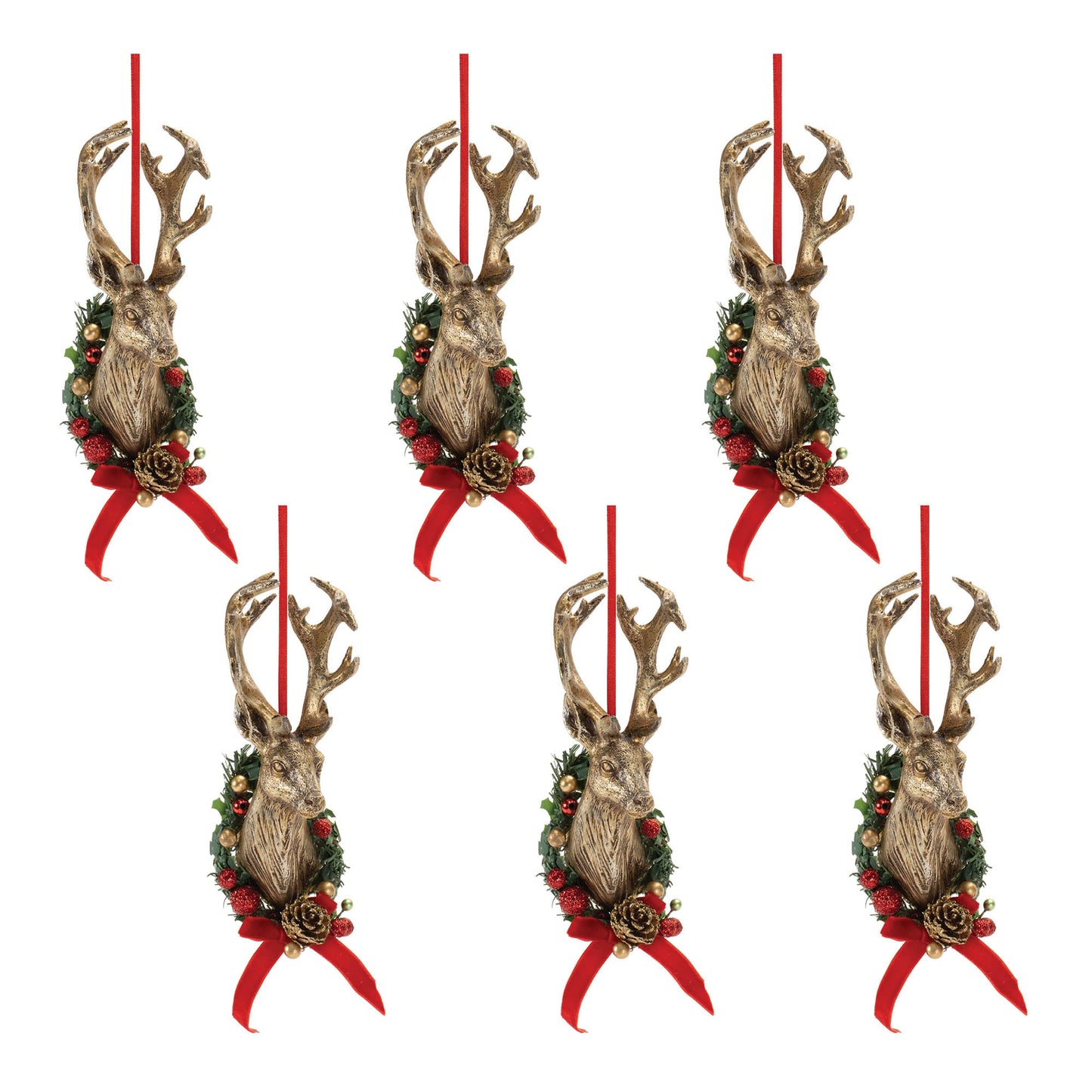 Deer Head Mount Ornament (Set of 6)