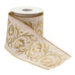 Ornate Embroidered Leaves Wired Ribbon 4" x 5 Yds.