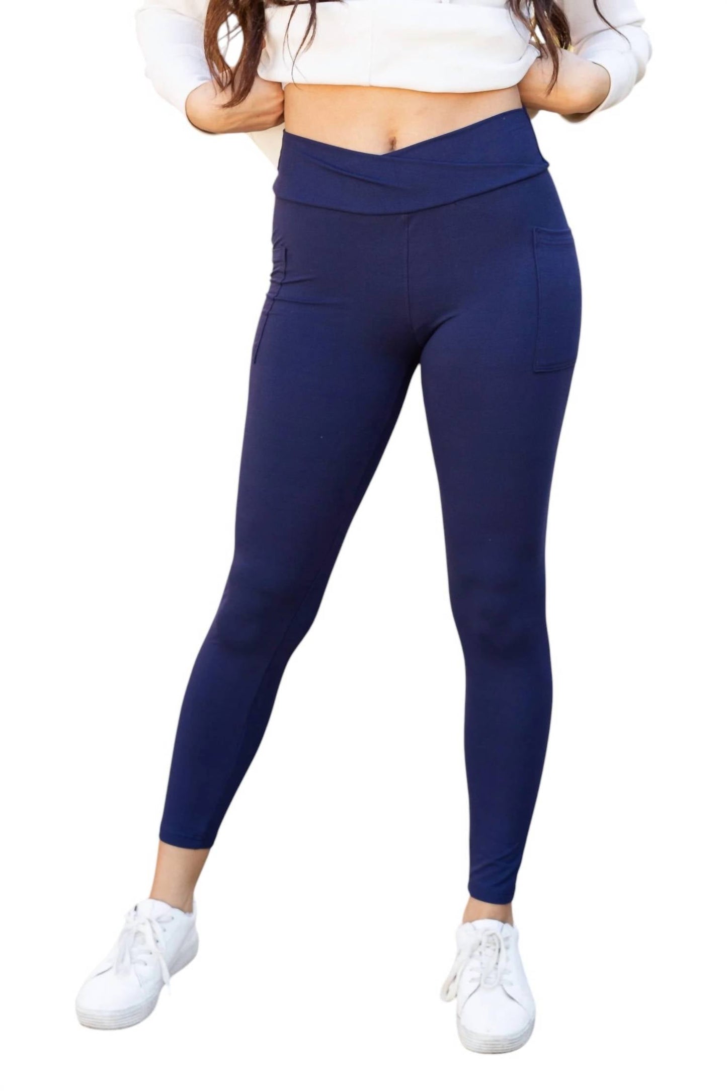 Julia Rose - Nadia Crossover Full Length Leggings with Pockets