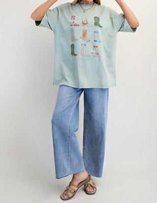 Easel - Boots Print Mineral Washed Shirt