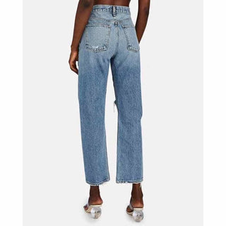Agolde - Mia Mid Rise Straight Distressed Jeans