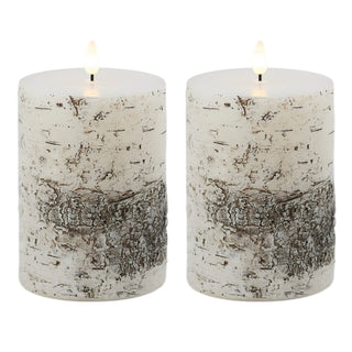 FIA Wick Birch Design Pillar Candle (Set of 2)