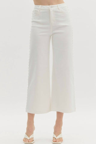 Entro - Pearl Detail Wide Leg Pants