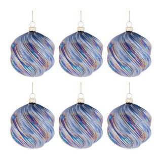 Iridescent Swirled Glass Ornament (Set - 6)