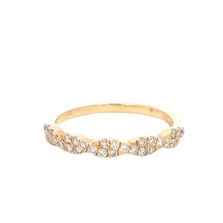 Aamiaa - 0.35 Carat Natural Diamond Cluster Twist Band Ring - Size 6.5