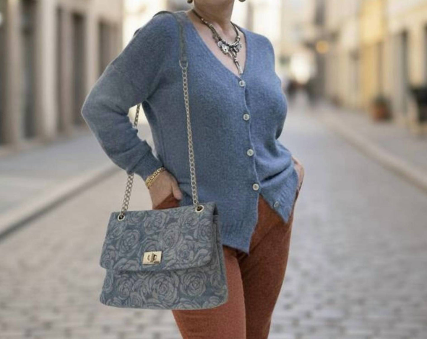 Auren - Women's Blossom Denim Shoulder Bag