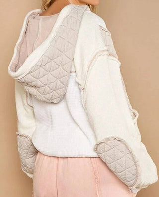 Pol - Cut Sew Multi Fabric Hooded Button Down Shacket