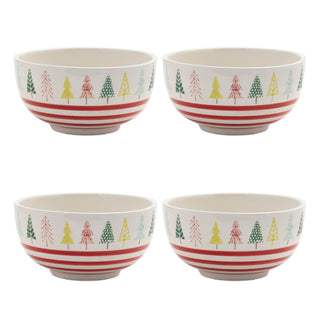 Ceramic Pine Tree Print Bowl (Set of 4)