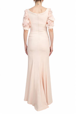Alberto Makali - Embellished Lace Sleeve Mermaid Slit Side Gown
