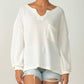 Elan - LONG SLEEVE V-NECK FRONT THERMAL SWEATER