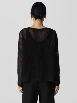 Eileen Fisher - Linen Cotton Cord Crew Neck Top Sweaters