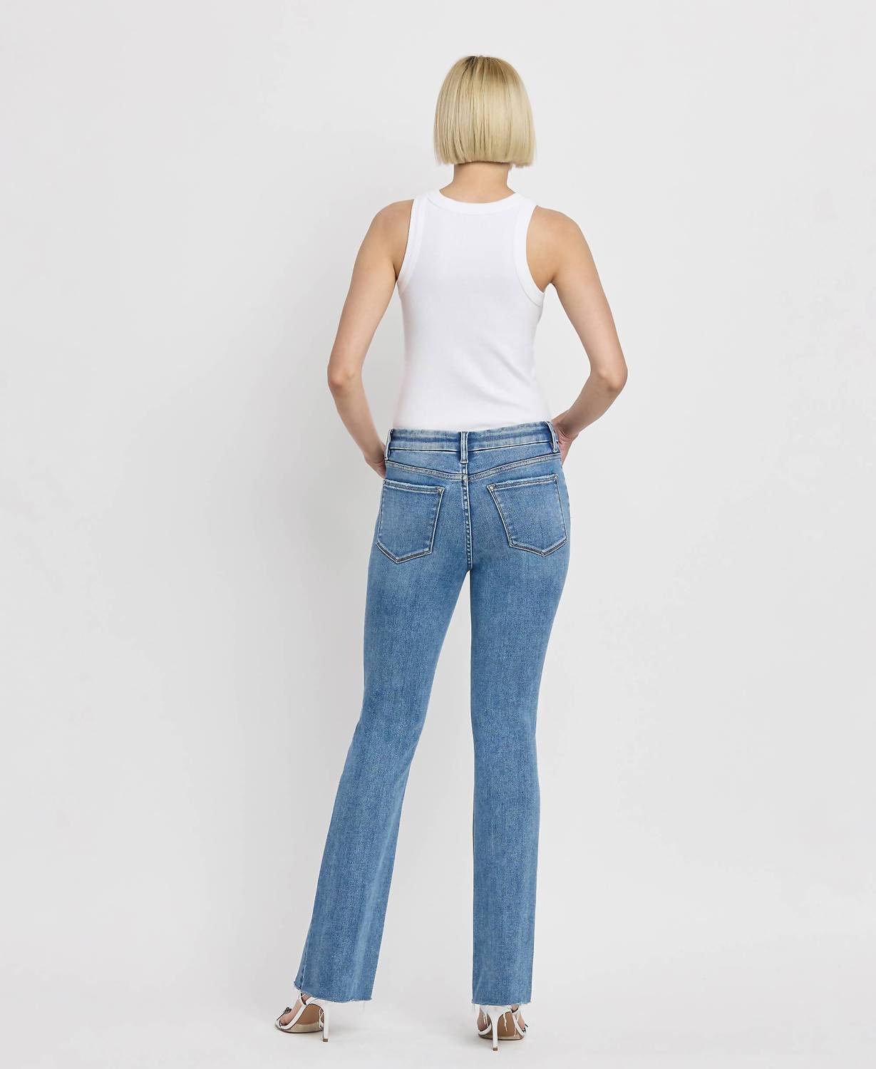 Vervet By Flying Monkey - Mid Rise Raw Hem Bootcut Jeans
