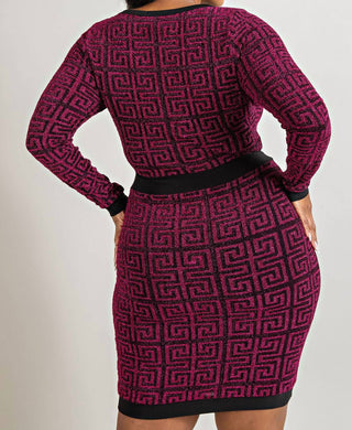 The Curve La - Plus Size Monogram-pattern Zip-up Dress