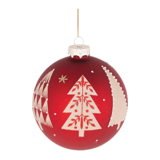 Beaded Pine Tree Ball Ornament (Set - 6)