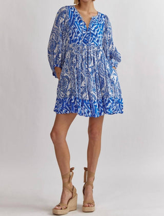 Entro - Regal Bliss Paisley Mixed Print Baby Doll Dress