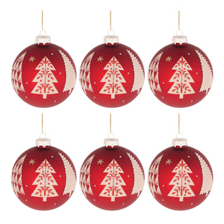 Beaded Pine Tree Ball Ornament (Set - 6)