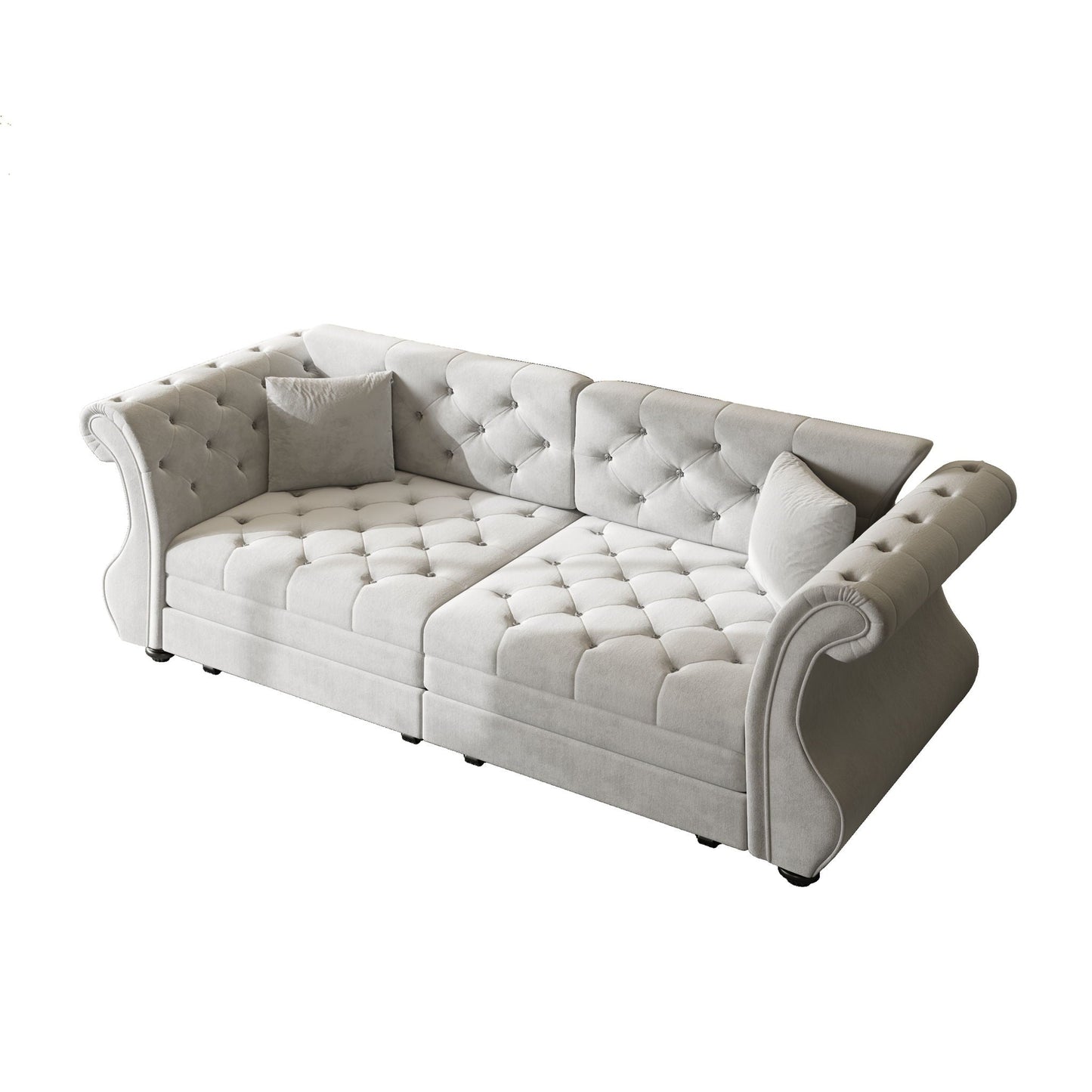 Oversized Chesterfield Pull Out Sofa Bed with Flower Tufting