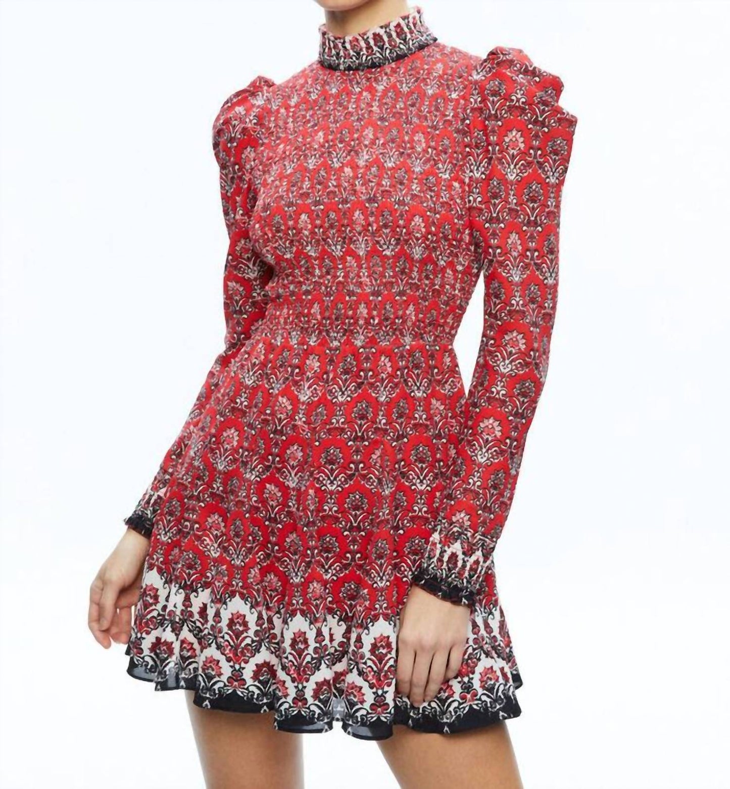 Alice + Olivia - Elvira Smocked Bodice Mini Dress