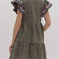 Entro - Textured Mini Dress With Multi Color Ric Rac Trim